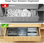 Qozary Pants Jeans Organizer for Closet, 4 Pack Drawer Organizers for Clothing, 5 Grids Wardrobe Clothes Storage for Deep Drawer, T-Shirts, Legging, Short