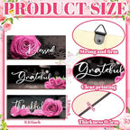 Hillban 3 Pieces Rose Wooden Wall Decor Rose Bathroom Decor Thankful Grateful Blessed Accessories Inspirational Wall Art Signs for Living Room Kitchen Wedding(10 x 4 Inch,Pink)