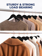 Smartor Wooden Hangers 20 Pack, Solid Wood Coat Hanger for Closet, Heavy Duty Wood Hangers for Suits, Shirts, Dresses, with 360° Rose Gold Hook, Non Slip Pant Bar, Black