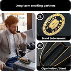 roygra Ceramic Ash Tray, Cigar Ashtray for Outside Patio, Outdoor Ashtray, Cigar Ashtrays for Outdoors with Holder, Cigars Smoking Accessories for Men, Home Décor, Ashtrays for Smokers Indoor - Black