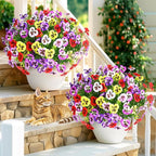 MARTINE MALL 18 Bundles Artificial Flowers for Outdoors, Fake Outdoor Flowers, Fake Pansy Faux Plants Outdoor UV Resistant Silk Pansy Flowers for Planters Indoor Porch Decor (Mix Colors)
