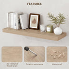Acovy 40 Inch Floating Shelves, 3D Textured Wood Grain, 40"x9.25"x1.5" Inch Deep Floating Shelves for Wall, Wooden Shelves for Bathroom, Bedroom, Living Room, Vintage White Oak, 1 Piece