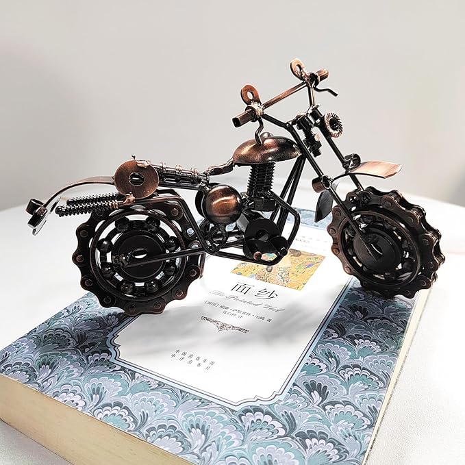 Tipmant Antique Vintage Motorcycle Model Retro Iron Metal Bicycle Vehicle Office Home Décor Room Desk Decoration Ornaments Handmade Handcrafts Collections