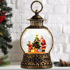 Christmas Santa Snow Globe, Christmas Musical Snow Globe Lantern Lights with 6H Timer Battery & USB Powered, Retro Style Holiday Glitter Globe for Xmas Home Decoration Holiday Party Gifts