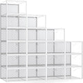 Pinkpum 18 Pack X-Large Shoe Storage Boxes Fit Size 12, Shoe Organizer for Closet Clear Plastic Stackable Shoe Dispaly Case Holder Bins, Sneaker Storage for Sneakerheads White