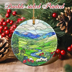 Christmas Ornaments, 2.8 Inch Ceramic Hanging Ornament, Christmas Tree Ornaments, Xmas Decorations, Holiday Decorations, Holiday Party Gifts, and Xmas Gift Ideas - Green Irish Hills