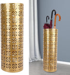 Fockety Metal Umbrella Holder, Round Proof Umbrella Storage Organizer Hollow Copper Pattern Umbrella Organizer Bin Umbrella Stand Rack for Home Entryway Hotel Office Decor