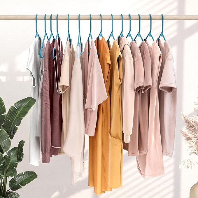Plastic Hangers 50 Pack Blue - Clothes Hangers - Makes The Perfect Coat Hanger and General Space Saving Clothes Hangers for Closet - Percheros Ganchos para Colgar Ropa Hangars