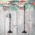 Wreath Stands for Display, Retro Black Standing Wreath Holder, Wrought Iron Wreath Hanger Stand, Wreath Holder Stand with Fleur-De-Lis Top, Floor and Tabletop Christmas Wreath Stands for Porch, New Year Wreath, Party Decor