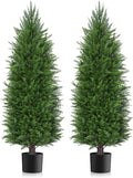 3FT Artificial Topiary Cedar Plants Outdoor, Faux Pine Trees UV Resistant and Potted, 36 Inch Tall Fake Shrubs Evergreen for Front Porch Decor Set of 2