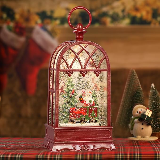 Snow Globe Christmas with Santa Claus, Lighted Christmas Snow Globes with Timer, Swirling Musical Glittering Snow Globes Lantern for Christmas Decoration(Santa Claus)