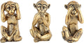 Leekung 3 Wise Monkeys Statue for Home Decor Accents,Hear no Evil See no Evil Speak no Evil Figurine for Living Room Boho Desk Gold Modern Table Decor,Monkey Gift Shelf Decor Accents Antique Bronze