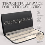 Hanging Jewelry Organizer Storage with Hanger Metal Hooks Double-Sided Jewelry Holder- Wall Mount Holder for Earrings, Necklaces, Rings on Closet, Wall, Door, 1 piece, Large, Charcoal Black