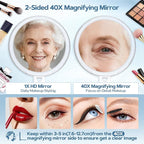 B Beauty Planet 40X Magnifying Mirror, Hand Mirror with Handle, Double Sided Hand Mirror with 40X/1X Magnification, Travel Essential Portable Foldable Makeup Mirror for Precision Makeup Clear