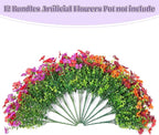 Artificial Fake Flowers Plants for Outdoor Spring Summer Decor, 12 Bundles Faux Silk Flowers for Outdoor Outside Planter Colorful Daisy UV Resistant Look Real for Front Door Porch Patio Yard