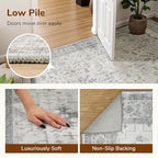 Lessymo Washable Rugs for Living Room, 9x12 Large Area Rug for Bedroom Dining Home Office, Soft Non-Slip Vintage Geometric Oushak Carpet, Boho Neutral Farmhouse Decor, Taupe Grey