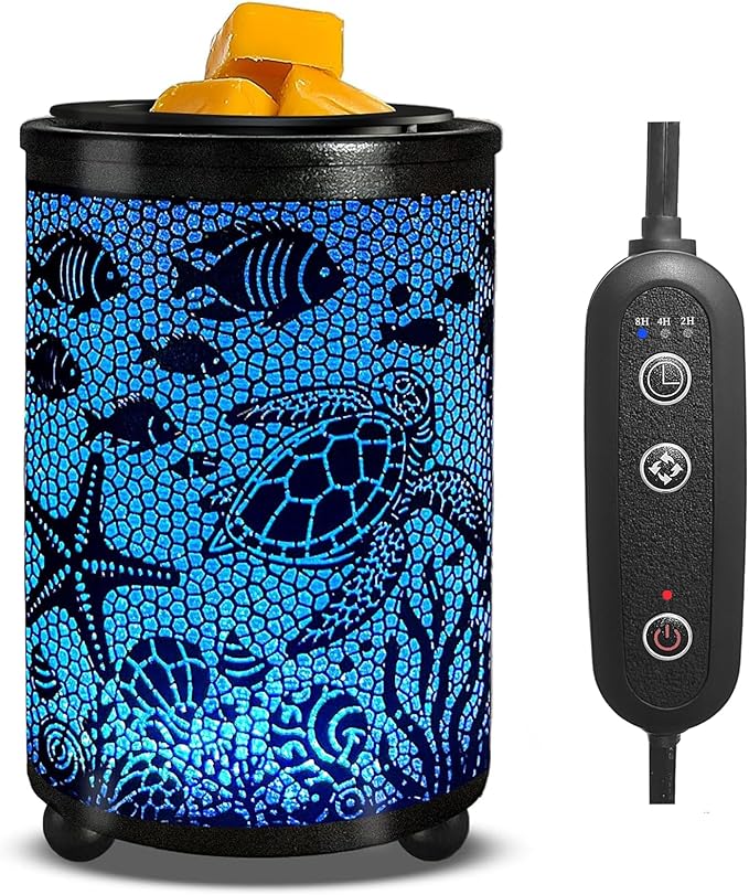 Leyoue Electric Wax Melt Warmer PTC Heating Plate with 7 Colors LED Changing Light Wax Warmer Fragrance Warmer for Home Office Gifts & Decor(Underwater World)