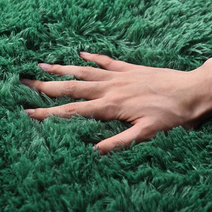 Rugs for Living Room 6x9, Soft Shaggy Modern Shag Area Rug for Bedroom, Upgrade Non-Slip Plush Fluffy Carpet for Kids Boys Girls Room Home Decor Aesthetic, Blackish Green