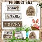 Lineshading 4 Pcs Easter Table Decoration Easter Gifts He Is Risen Tiered Tray Decor Christian Gifts Wooden Eggs Basket Stuffers Centerpieces for Holy Week Home Kitchen Party Decorations