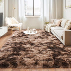Rugs for Living Room 8x10, Soft Shaggy Modern Shag Area Rug for Bedroom, Upgrade Non-Slip Plush Fluffy Carpet for Kids Boys Girls Room Home Decor Aesthetic, Tie-Dyed Brown