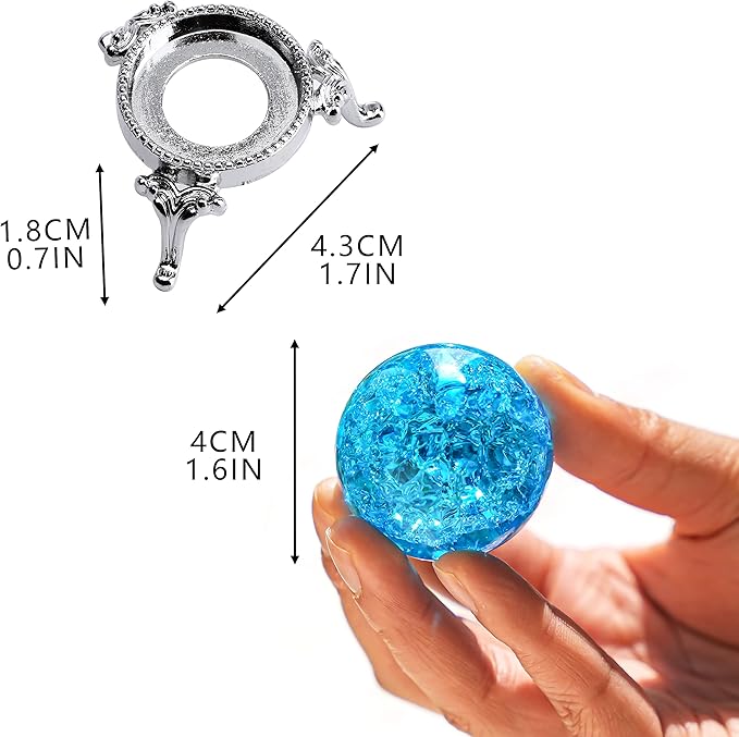 H&D HYALINE & DORA 40mm Crystal Ice Cracked Ball Paperweight,Blue Glass Ball,Crystal Fengshui Sphere for Home Wedding Office Fish Tank Decor