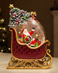 Christmas Snow Globes Christmas Lantern with 8 Songs, 9.17" Santa's Sleigh Snow Globe for Kids Adults, 6H Timer & Dual Power, Snowglobes Christmas Decorations Indoor, Gifts for Women Men