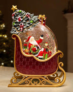 Christmas Snow Globes Christmas Lantern with 8 Songs, 9.17" Santa's Sleigh Snow Globe for Kids Adults, 6H Timer & Dual Power, Snowglobes Christmas Decorations Indoor, Gifts for Women Men