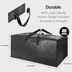 6 Pack Heavy Duty Extra Large Moving Bags W/Backpack Straps - Strong Handles & Zippers, Storage Totes For Space Saving, Fold Flat, Alternative to Box and Bin (40 gal, Black)