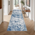 Washable Area Rug 3x10 Entryway Rug: Washable Modern Abstract Soft Thin Rug Indoor Floor No Slip Stain Resistant Carpet for Bedroom Dining Room Farmhouse Nursery Home Office - Blue