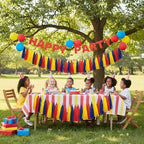 15Pcs Red Blue and Yellow Paper Tassel Garland,Tissue Tassel Banner for Carnival Theme Birthday Party Decorations
