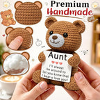 WELLBANEE Cute Aunt Gift from Niece Nephew, Handmade Crochet Bear, Best Appreciation Gifts, Funny Birthday for Auntie, Sentimental Appreciation Gift for the Best Aunt Ever, Shelf Décor Bear