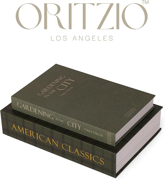 ORITZIO Green Faux Books Set of 9 - Concealed Storage Faux Books Perfect for Coffee Table, Home Staging, Interior Design & Fashion Books, Old Money Asesthetic