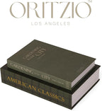 ORITZIO Green Faux Books Set of 9 - Concealed Storage Faux Books Perfect for Coffee Table, Home Staging, Interior Design & Fashion Books, Old Money Asesthetic