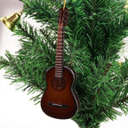 Wooden String Miniature Guitar Hanging Ornament Mini Musical Instrument Replica Holiday Tree Home Decoration Display Ornament (5.12" Classic Guitar)