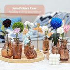 Mini Bud Vases As Wedding Centerpieces for Tables,Clear Bud Vases for Flowers,Small Flower Vases Suitable for Birthday Party,Anniversary,Wedding Reception,Baby Shower (Amber, 24PCS)