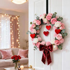 MCFULL Wreath Hangers for Front Door Valentines Day Decorations,12 in Black Wreath Door Hanger Hook,Over The Door Hooks for Front Porch Decor,Metal Garland Holder for Valentines Spring Wreath Decor