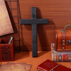 NUOBESTY 1Pc Wooden Cross for Wall, Black Christian Wall Decor Rustic Wood Hanging Accent for Indoor Home Prayer Room Church Baptism Confirmation Wedding, 11.02 x 6.30 x 0.79 in