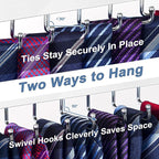【2 in 1】 2 Pack Tie Organizer Belt Organizer Wall Mounted, Space Saving Tie Rack Belt Hanger for Closet with 24 Storage Hooks, Belt Tie Holder for Closet Organizer Storage White