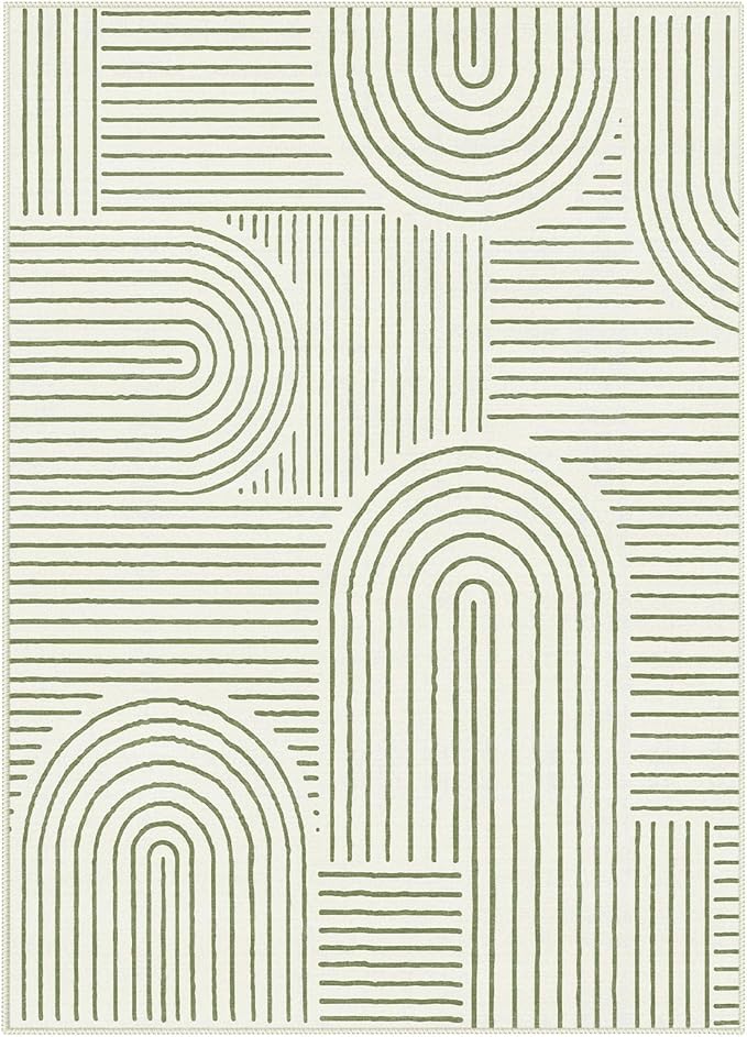 Lahome Abstract 10x14 Area Rugs for Living Room Bedroom, Soft Large Washable Rugs, Ultra-Thin Non-Slip Modern Dining Room Rug Non-Shedding Accent Carpet for Office, Green