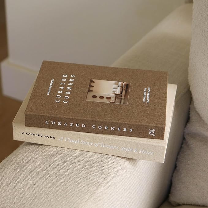 Decorative Books for Home Decor - 2 Linen Fake Books for Decorating Bookshelf, Coffee Table, Shelves - Faux Book Box for Hidden Storage and Decoration - Modern Neutral Design Fits Any Home Aesthetic