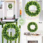 U'Artlines 17" Spring Summer Wreath for Door Green Boxwood Wreath Greenery Hanging Garland for Home Wedding Wall Window Decoration(01)