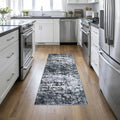 2'x6' Runner Rug Washable Rug: Modern Abstract Soft Thin Runner Rug Black
