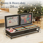 GoMaihe Wrapping Paper Storage with Wheels: Fits 41" Under-bed Gift Wrap Organizer & Container for Christmas Ribbon Accessories | Pockets & Adjustable Dividers | Easy Pull-out | Heavy-duty | Black