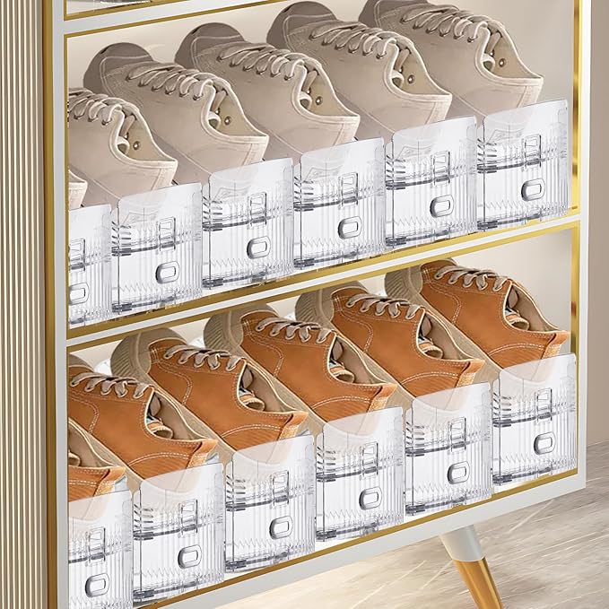Shoe Slots Organizer for Closet,30 Pack Shoe Stacker Shoes Rack Organizer for Closet Space Saver Storage Shoe Holder Organization(Transparent)
