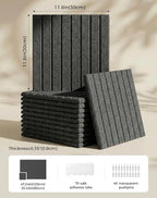 Aothia 12-Pack Felt Bulletin Board Tiles 48"x36", Modular Pin Board for Smooth Walls, Cork Board Alternative for Notes & Photos, 0.35" Thick, 70 Adhesive Tabs & 40 Pins, Charcoal Gray