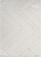 Modern Micro Loop Indoor Area Rugs for Living Room Bedroom Kitchen Geometric Square White 5x7 Luxury Durable Low and High Pile Non-Shedding Stain Resistant Soft Area Carpet 5 x 7