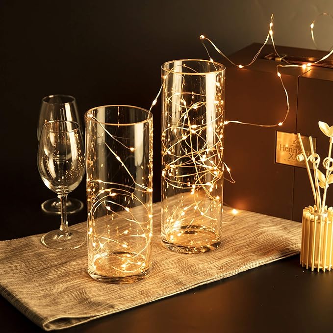 WGV Cylinder Vase, Diameter 5", Height 8", Clear Glass Floral Planter Container, Floating Candle Holder for Wedding Party Event Home Office Decor, 1 Piece