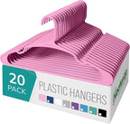 NEATERIZE Clothes Hangers Plastic 20 Pack for Adults - Plastic Hangers, The Perfect Coat Hanger and Space Saving Clothes Hangers for Closet, Percheros Ganchos para Colgar Ropa Hangars - Pink Hangers