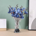 Blue White Clear Wave Vases Gradient, Murano Hand Blown Glass Vase Unique Art Decorative, for Ocean Themed Coastal Home Centerpiece Modern Office Entrance Table Creativity