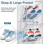 SLEEPING LAMB Narrow Over the Door Shoe Organizer for Closet, 2 Packs Shoe Racks for Door with Mesh & Deep Pockets, Hanging Sneakers Holder to Storage Boots, White